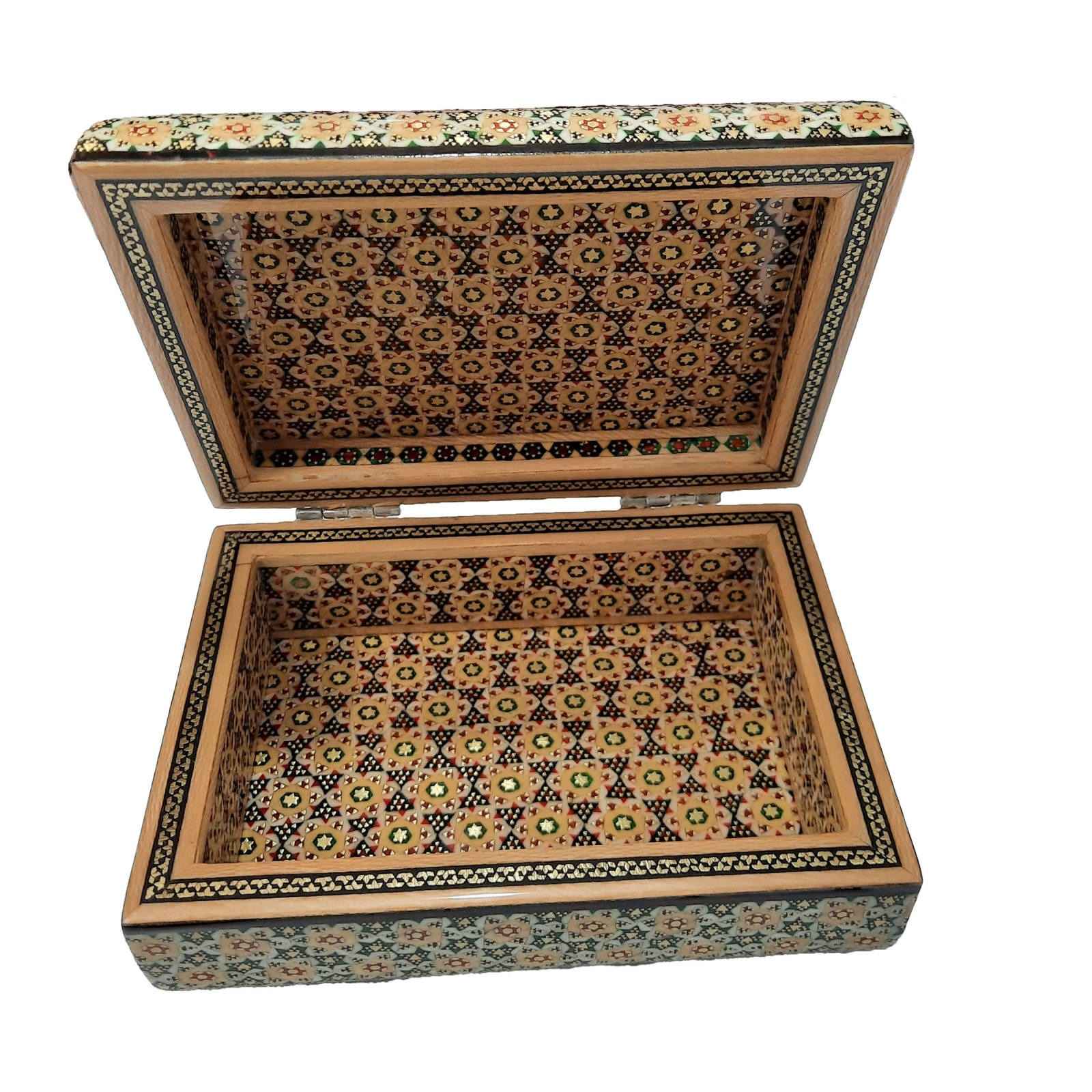 Price and Buy Handcrafted Wooden Jewelry Box with Persian Khatam Design – Sevil - Image 3