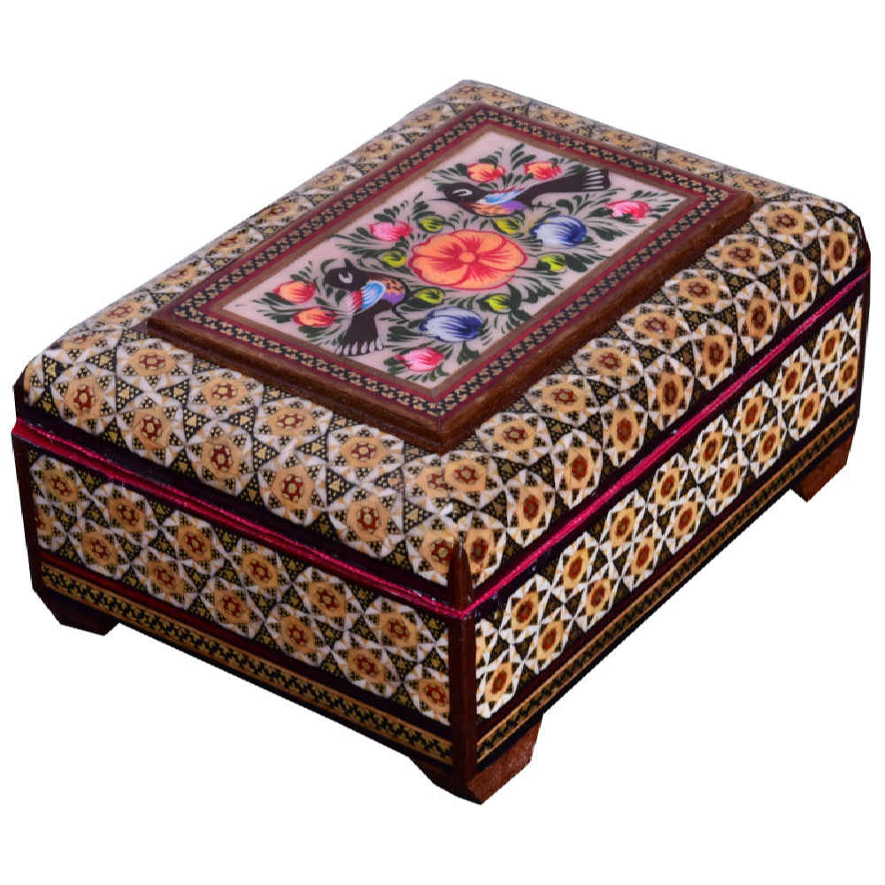 Price and Buy Handcrafted Wooden Jewelry Box with Persian Khatam Feryal Design