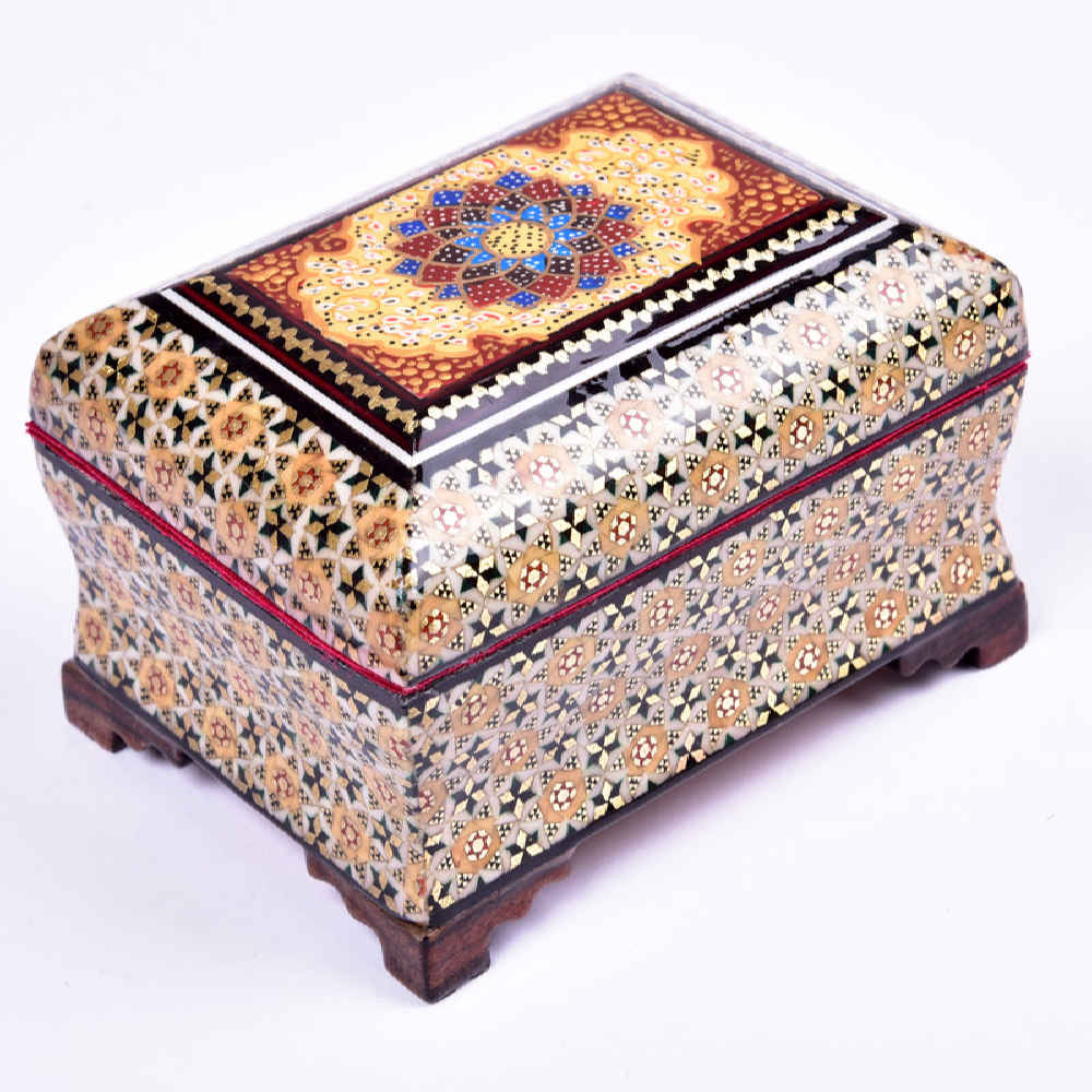 Price and Buy Handcrafted Wooden Jewelry Box with Persian Khatam Floral Design - Image 5