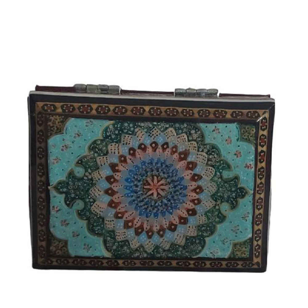 Price and Buy Handcrafted Wooden Jewelry Box with Persian Khatam Green Flower