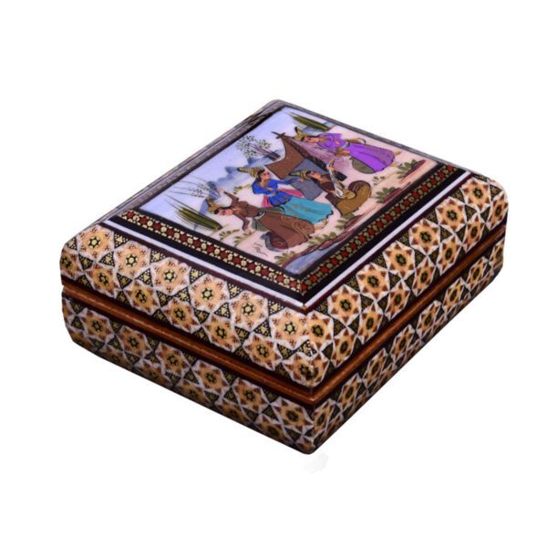 Price and Buy Handcrafted Wooden Jewelry Box with Persian Khatam People Pattern