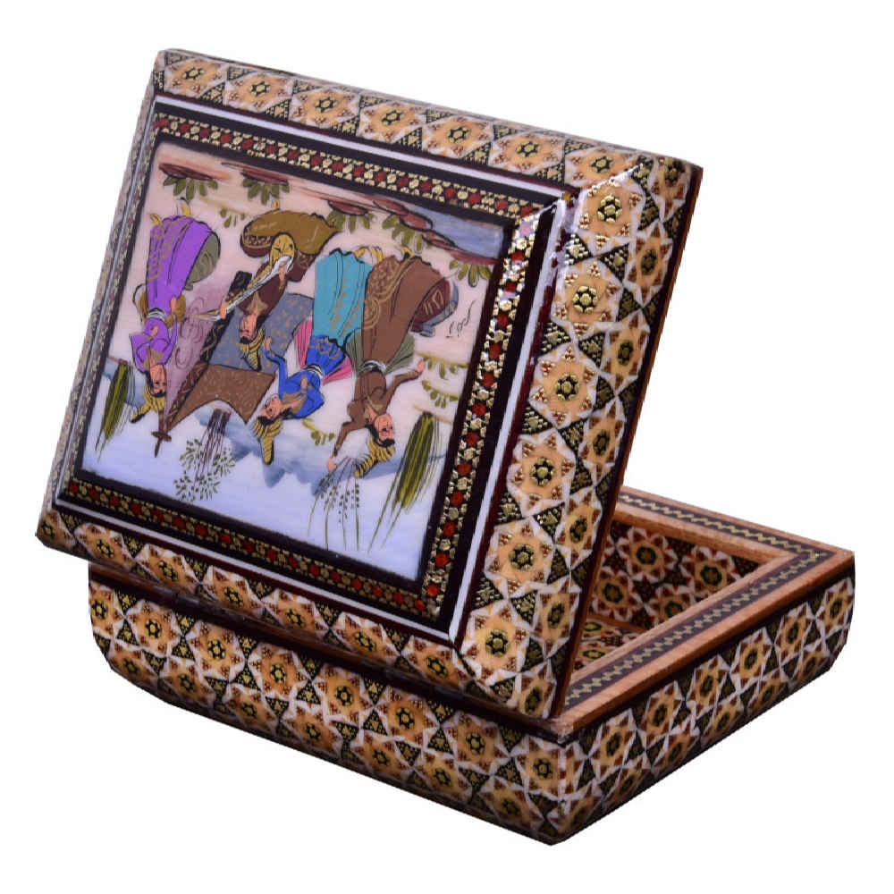 Price and Buy Handcrafted Wooden Jewelry Box with Persian Khatam People Pattern - Image 4