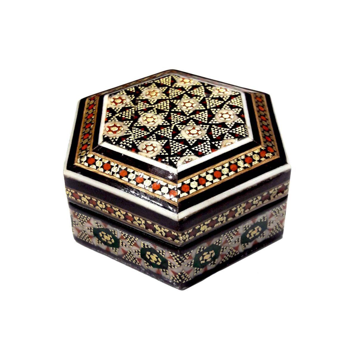 Price and Buy Handcrafted Wooden Jewelry Box with Persian Khatam Stars Design