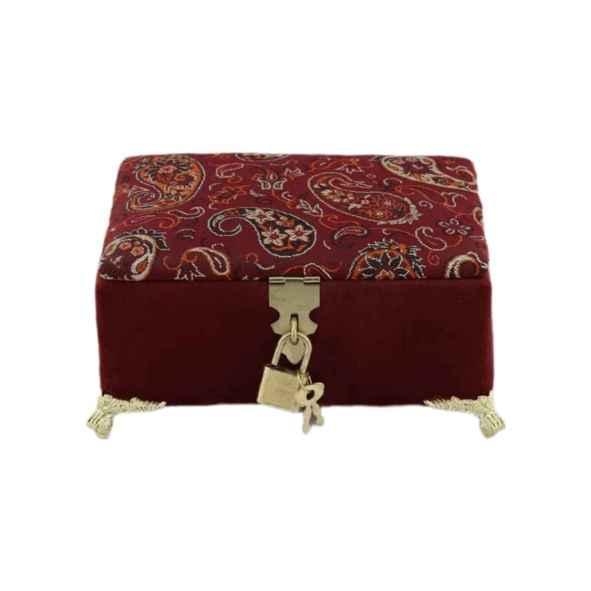 Price and Buy Handcrafted Wooden Jewelry Box with Velvet Paisley Fabric