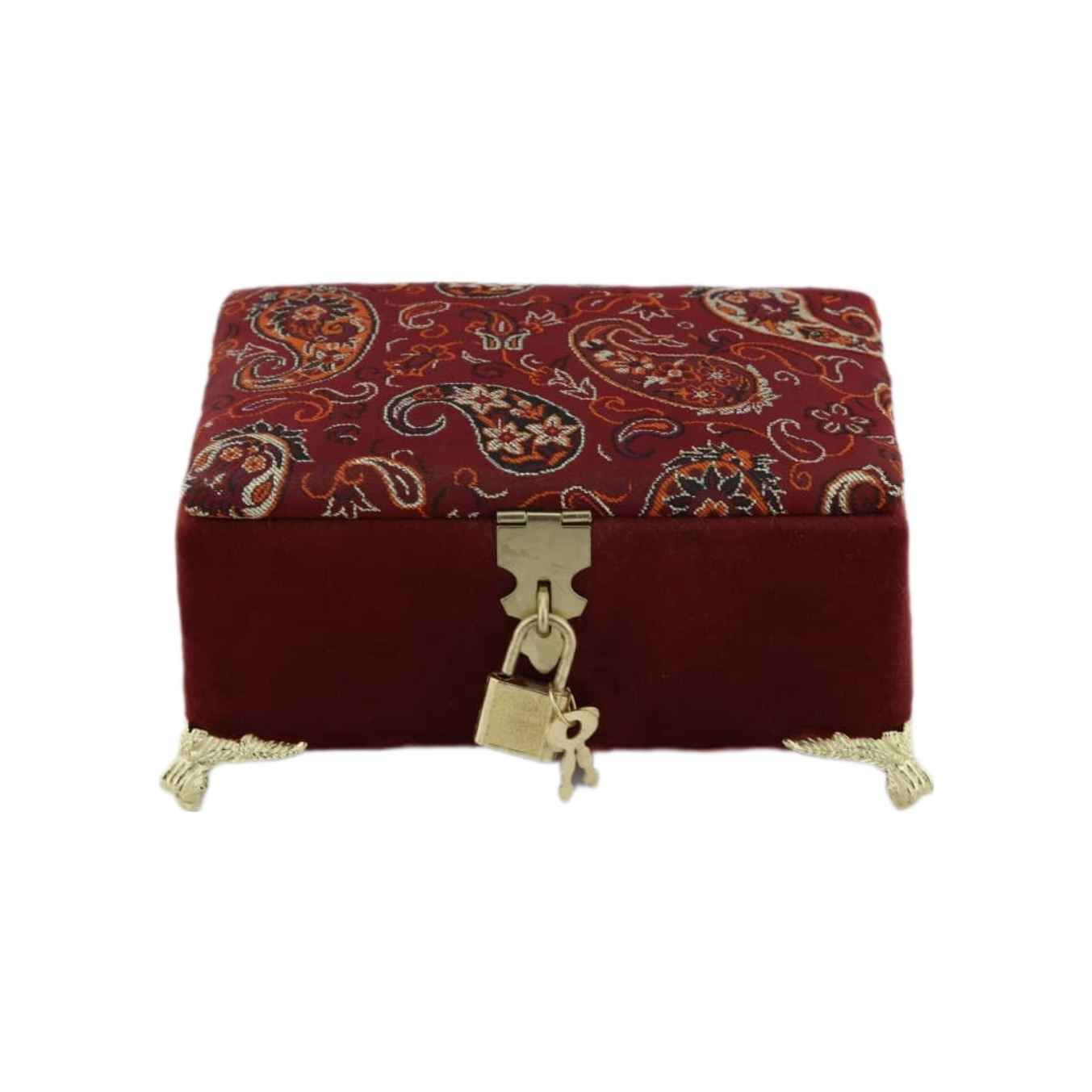 Price and Buy Handcrafted Wooden Jewelry Box with Velvet Paisley Fabric