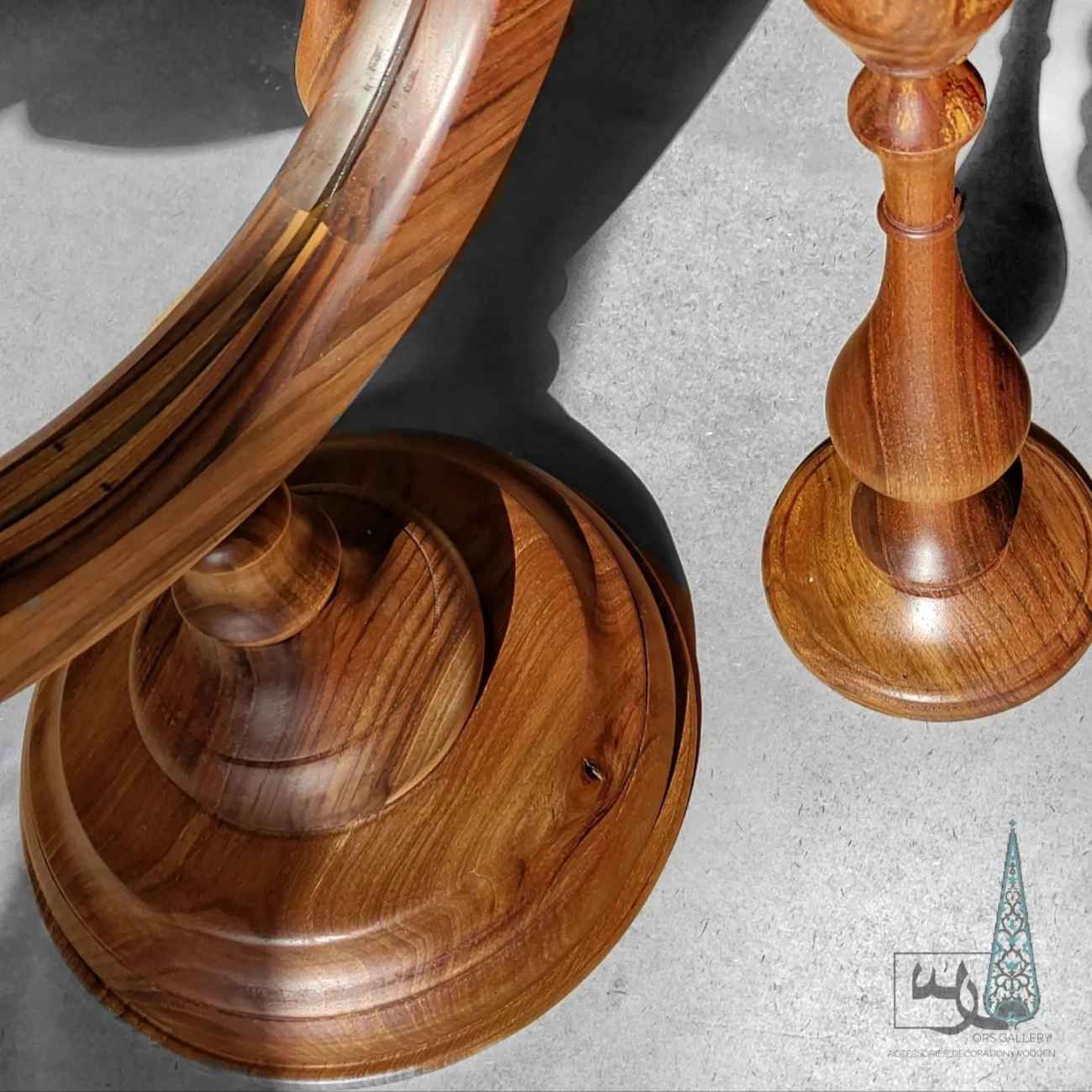 Price and Buy Handcrafted Wooden Mirror Frame with Matching Candlesticks Set - Image 3