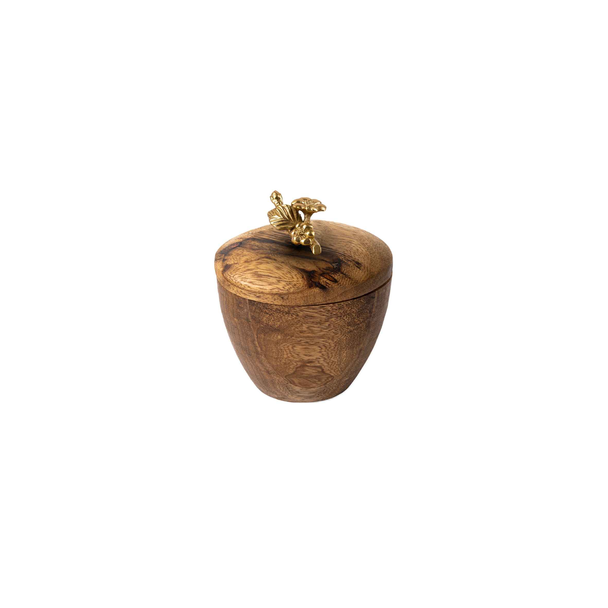 Price and Buy Handcrafted Wooden Sugar Bowl with Lid – Rustic Style and Floral Design