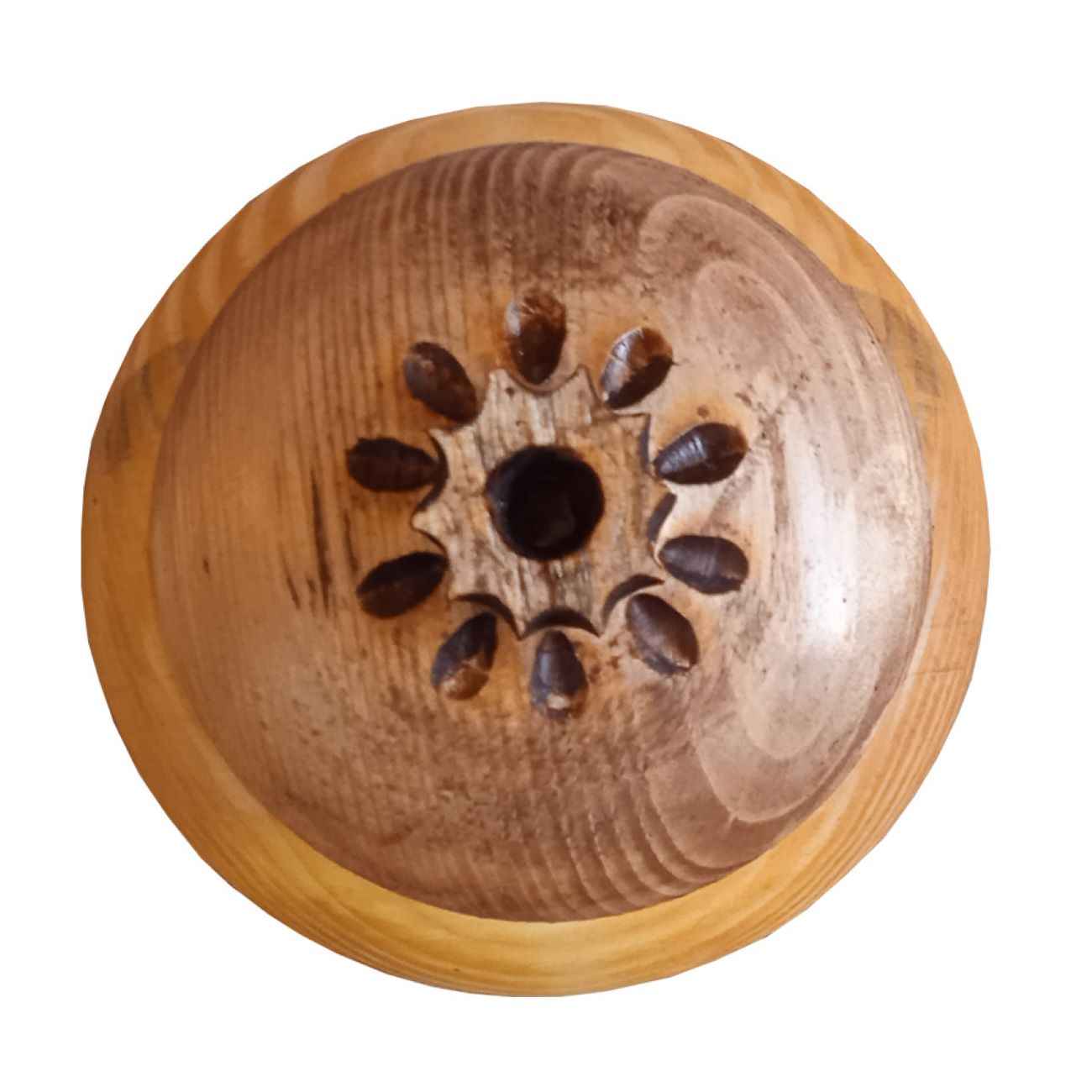 Price and Buy Handcrafted Wooden Sugar Bowl with Lid – Rustic Style and Pomegranate Design - Image 4