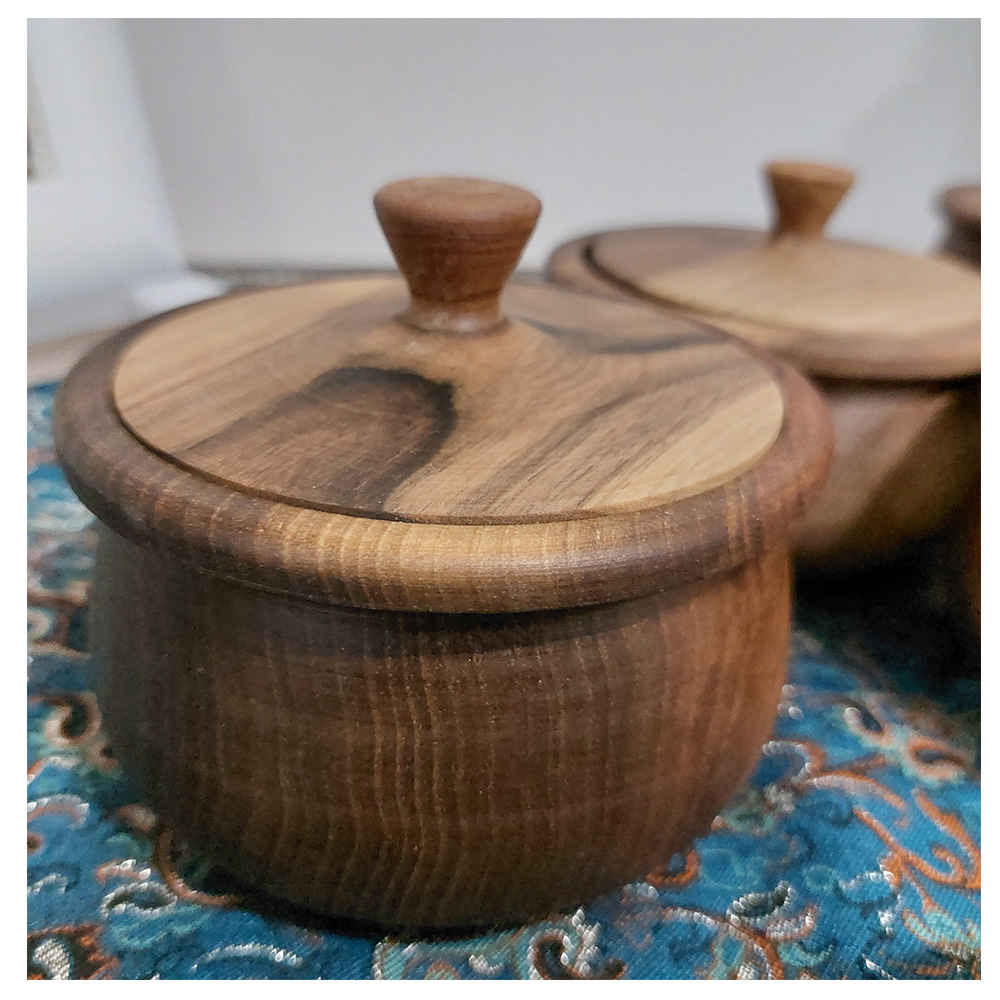 Price and Buy Handcrafted Wooden Sugar Bowl with Lid – Rustic Style Elahe - Image 3