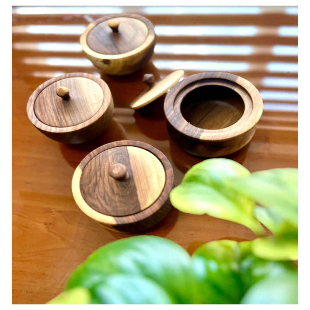 Price and Buy Handcrafted Wooden Sugar Bowl with Lid – Rustic Style Elahe - Image 4