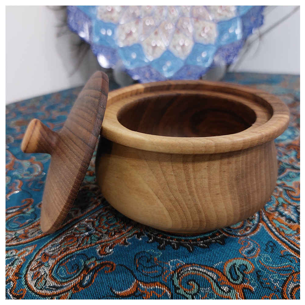Price and Buy Handcrafted Wooden Sugar Bowl with Lid – Rustic Style Elahe - Image 7
