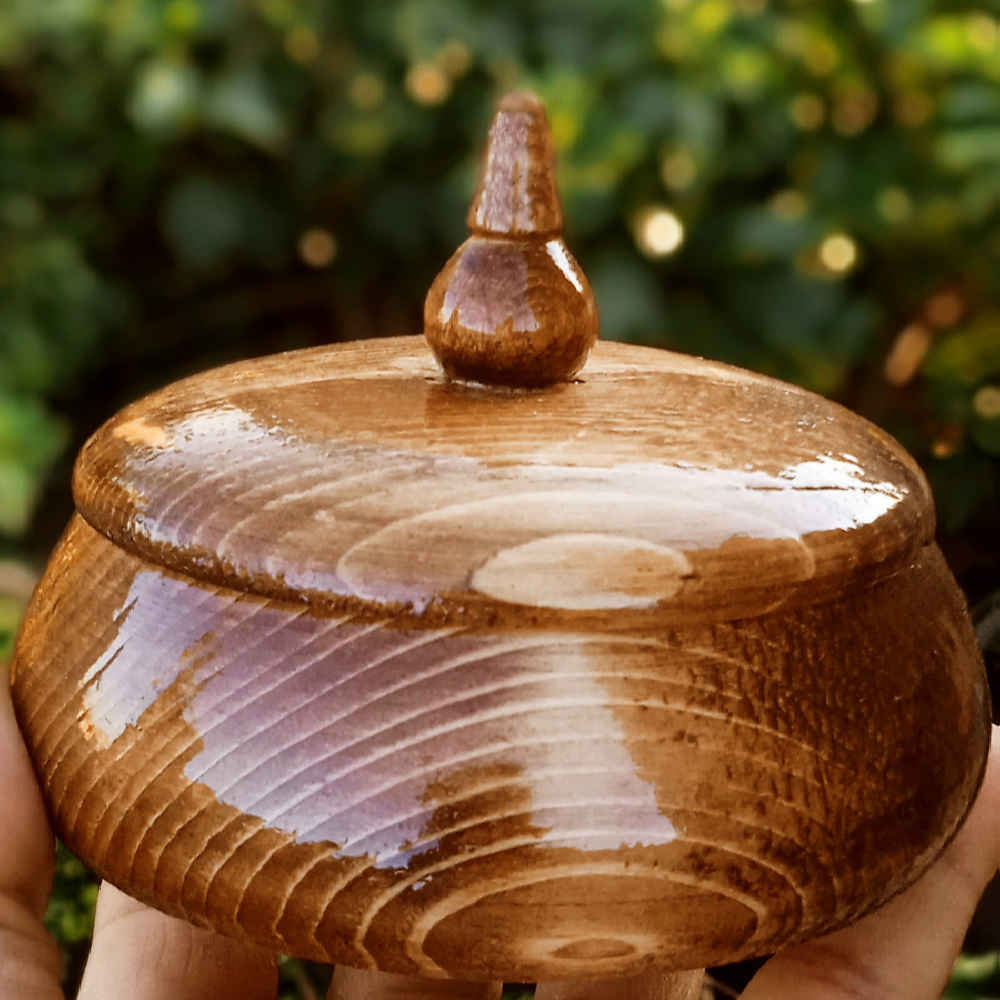 Price and Buy Handcrafted Wooden Sugar Bowl with Lid – Rustic Style Negin - Image 3