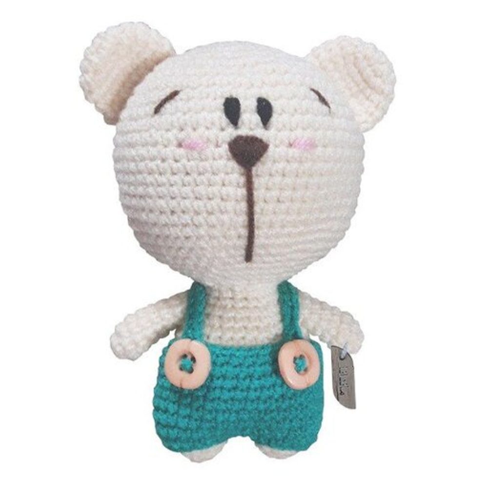 Price and Buy Handmade Amigurumi Stuffed Teddy Bear Animal – White & Turquoise | Soft & Colorful