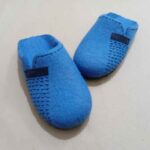 Price and Buy Handmade Blue Wool Felt Slippers with Intricate Textured Pattern