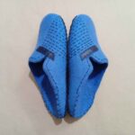 Price and Buy Handmade Blue Wool Felt Slippers with Intricate Textured Pattern - Image 3