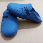 Price and Buy Handmade Blue Wool Felt Slippers with Intricate Textured Pattern - Image 4