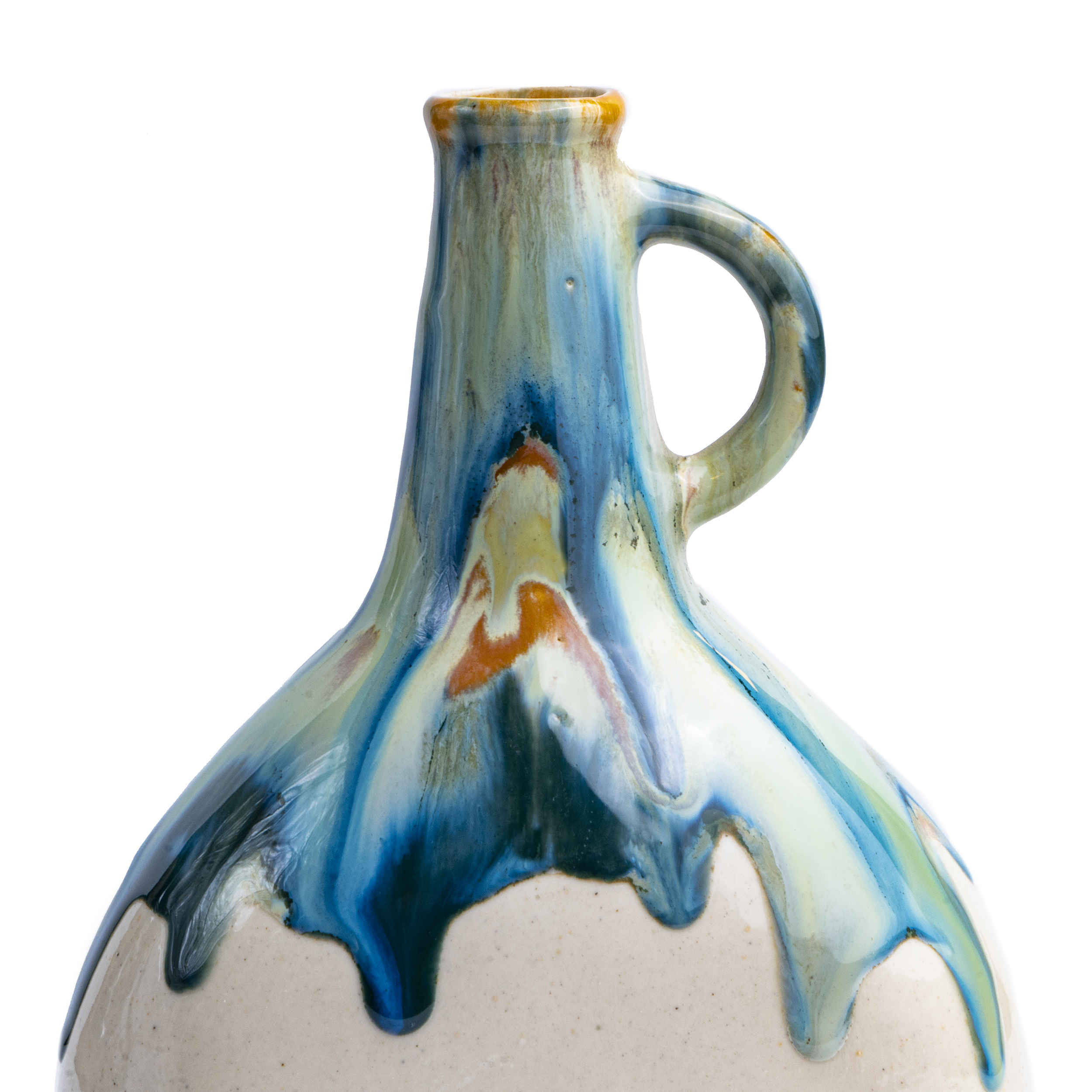Price and Buy Handmade Bud Pottery Vase with Drip Glaze Design & Handle Ideal for Living Room - Image 4
