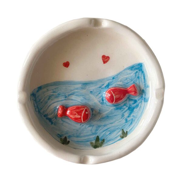 Price and Buy Handmade Ceramic Ashtray – Sea & Fish Minimalist Design
