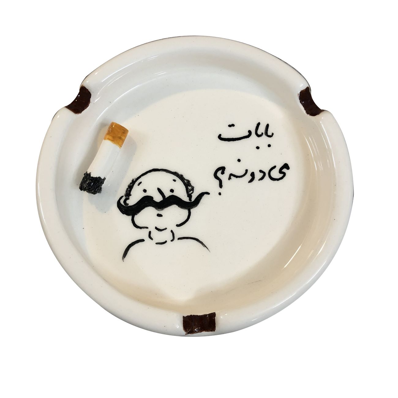 Price and Buy Handmade Ceramic Ashtray with Fun Calligraphy Design_69020390ef004.jpeg Price and Buy Handmade Ceramic Ashtray with Fun Calligraphy Design - Image 1