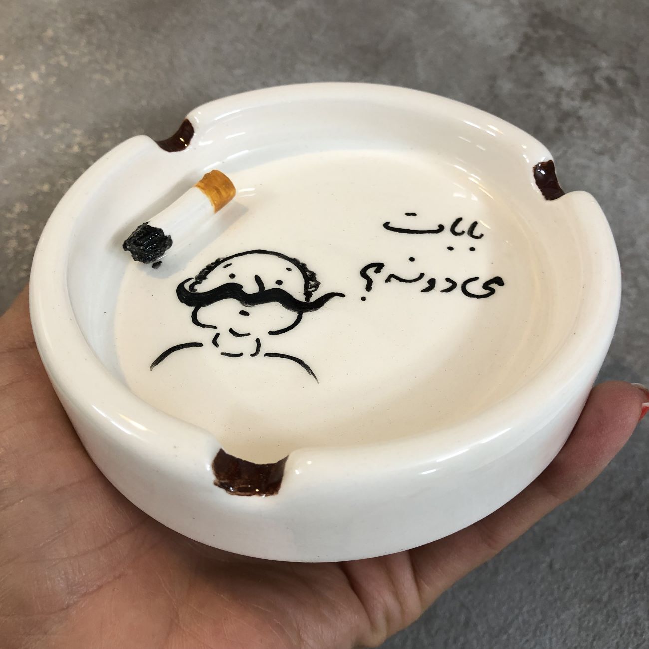 Price and Buy Handmade Ceramic Ashtray with Fun Calligraphy Design_6902039447d50.jpeg Price and Buy Handmade Ceramic Ashtray with Fun Calligraphy Design - Image 3
