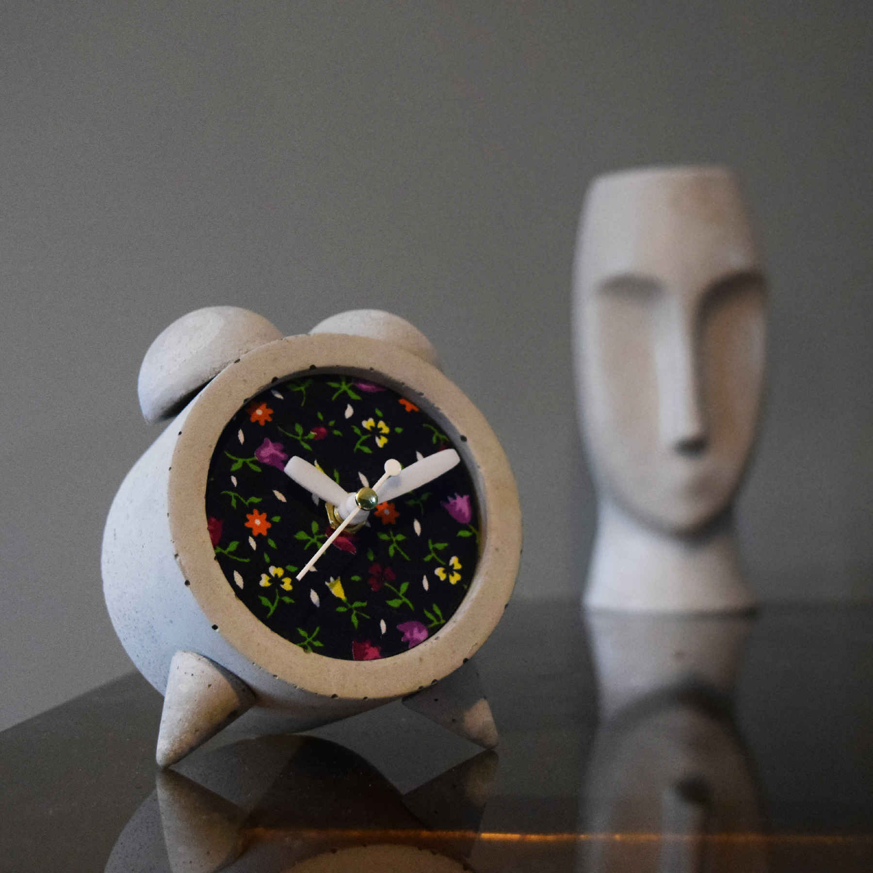 Price and Buy Handmade Concrete Twin Bell Clock with Fabric - Image 3