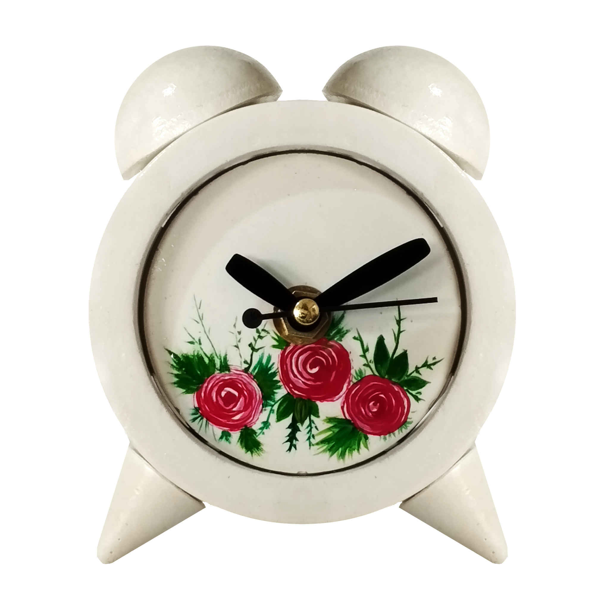 Price and Buy Handmade Concrete Twin Bell Clock with Floral Design