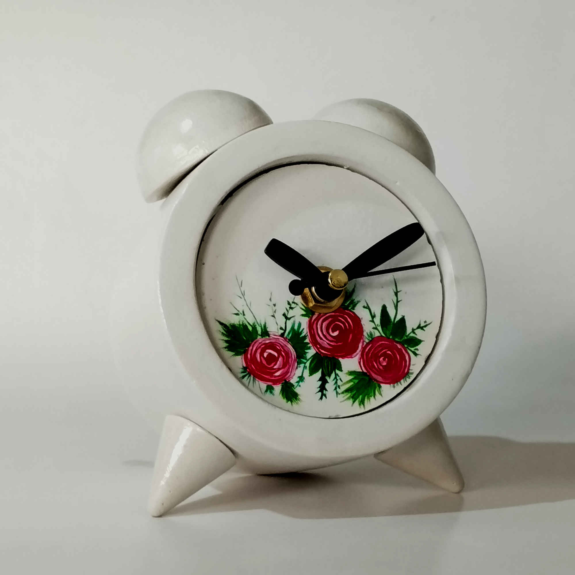 Price and Buy Handmade Concrete Twin Bell Clock with Floral Design - Image 4