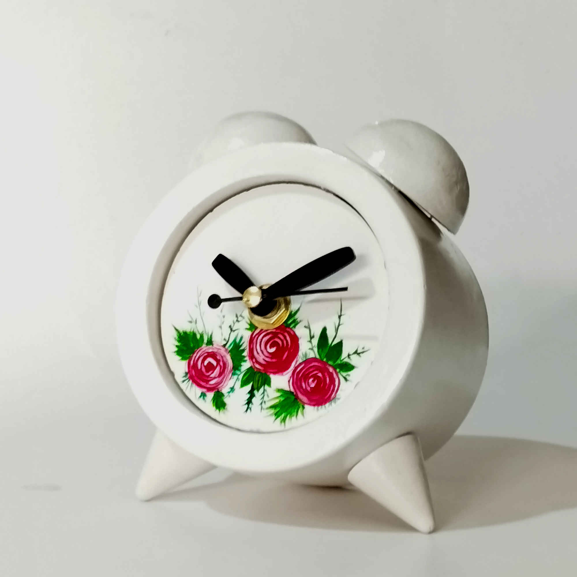 Price and Buy Handmade Concrete Twin Bell Clock with Floral Design - Image 5