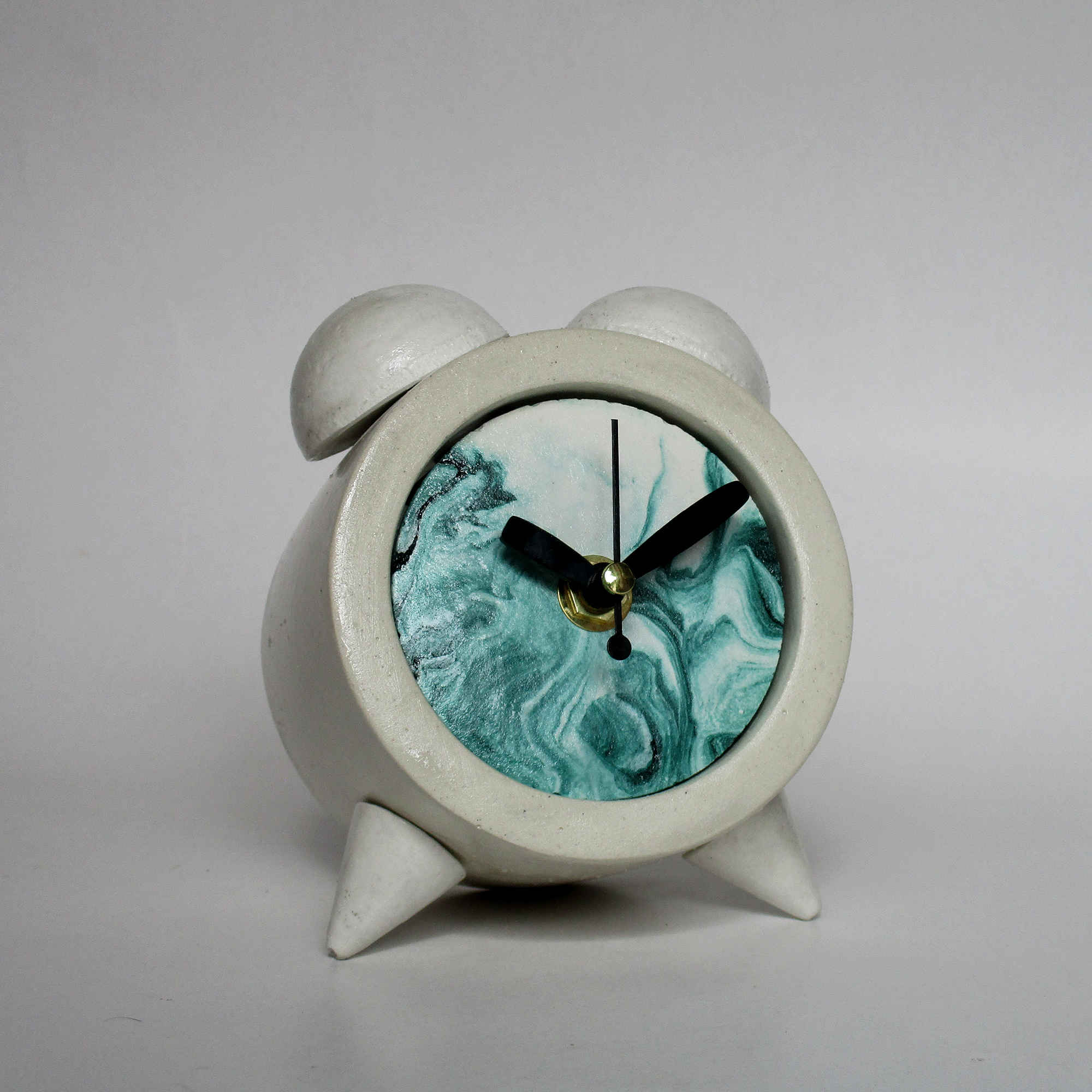 Price and Buy Handmade Concrete Twin Bell Clock with Marble Design - Image 4