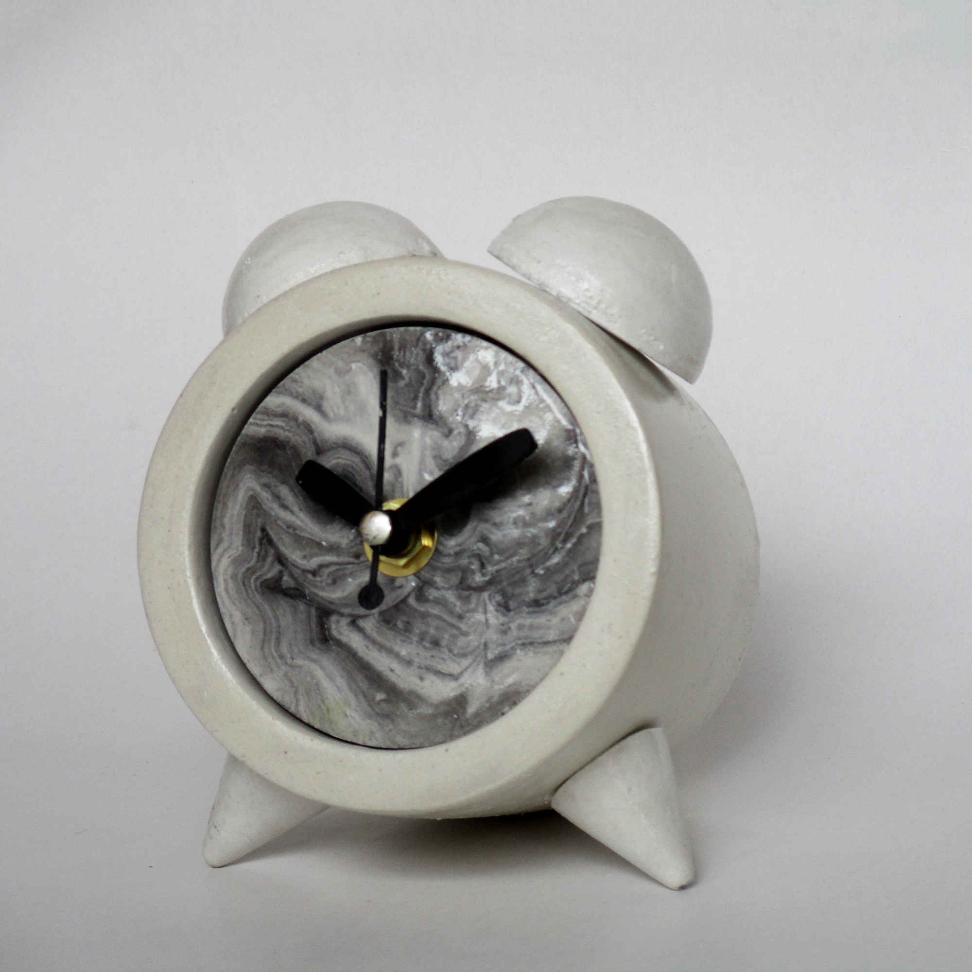 Price and Buy Handmade Concrete Twin Bell Clock with Marble Design - Image 3