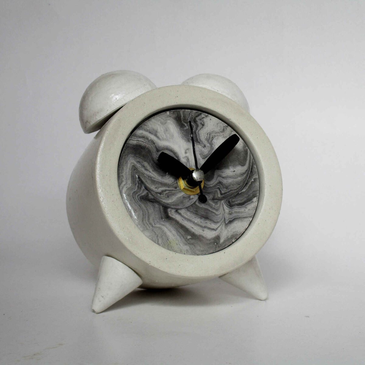 Price and Buy Handmade Concrete Twin Bell Clock with Marble Design - Image 4