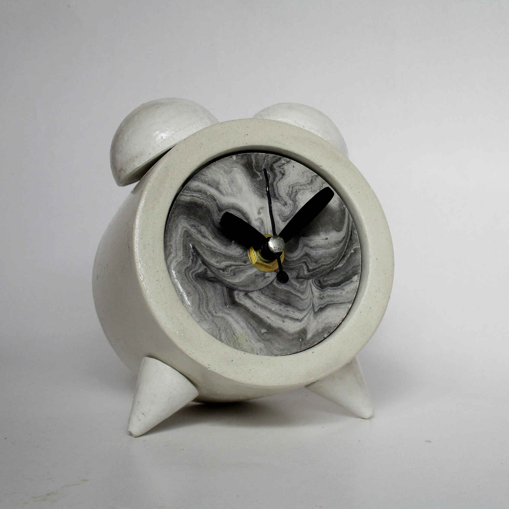 Price and Buy Handmade Concrete Twin Bell Clock with Marble Design - Image 4