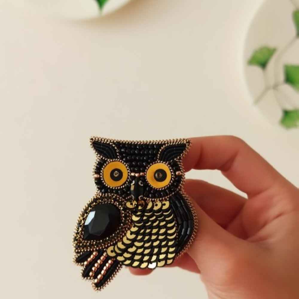Price and Buy Handmade Feminine Beaded Brooch Pin – Owl Design