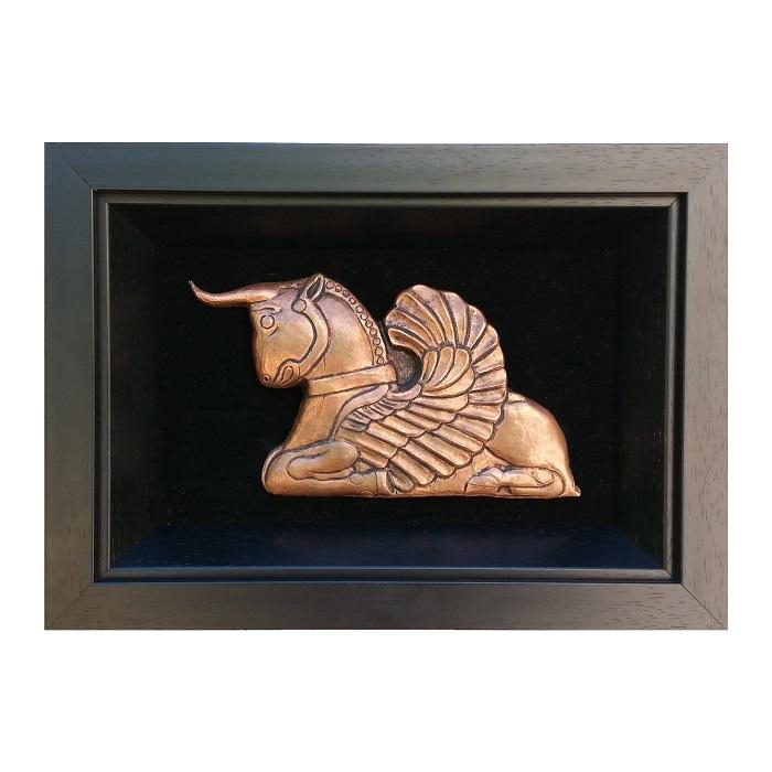 Price and Buy Handmade Framed Persian Engraved Copper Art Ancient Horned Horse