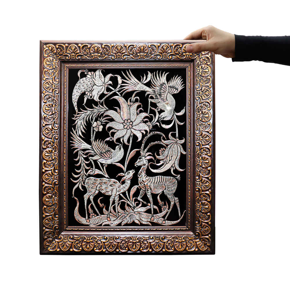 Price and Buy Handmade Framed Persian Engraved Copper Art Zarif – Traditional Wall Decor - Image 5