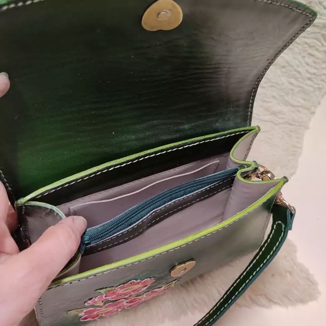 Price and Buy Handmade Genuine Leather Bag – Detailed Carving, Hand-Painted, and Stitched with Precision - Image 3