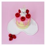 Price and Buy Handmade Lemon Yellow Fancy Candle in Layered Cake Style with Bear and Raspberry - Image 3