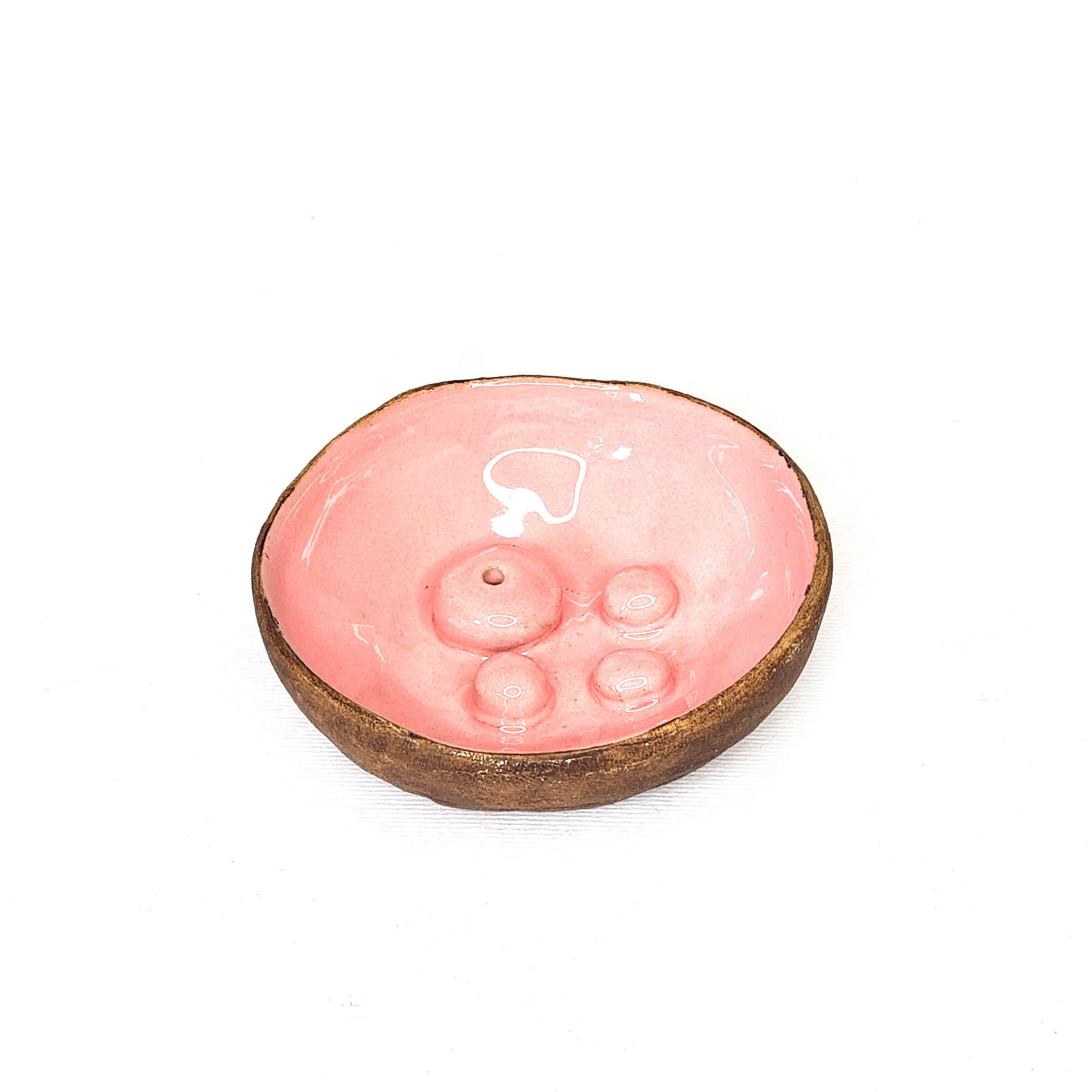 Price and Buy Handmade Pottery Incense Holder – Pink Bowl Design