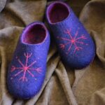 Price and Buy Handmade Purple Wool Felt Slippers with Snowflake Pattern