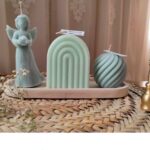 Price and Buy Handmade Set of Angel Candle, Rainbow, Sphere, and Concrete Tray