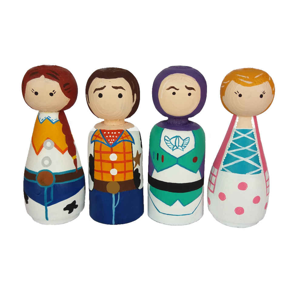 Price and Buy Handmade Wooden Peg Dolls – Cowboys | Rustic Western Toy Figures