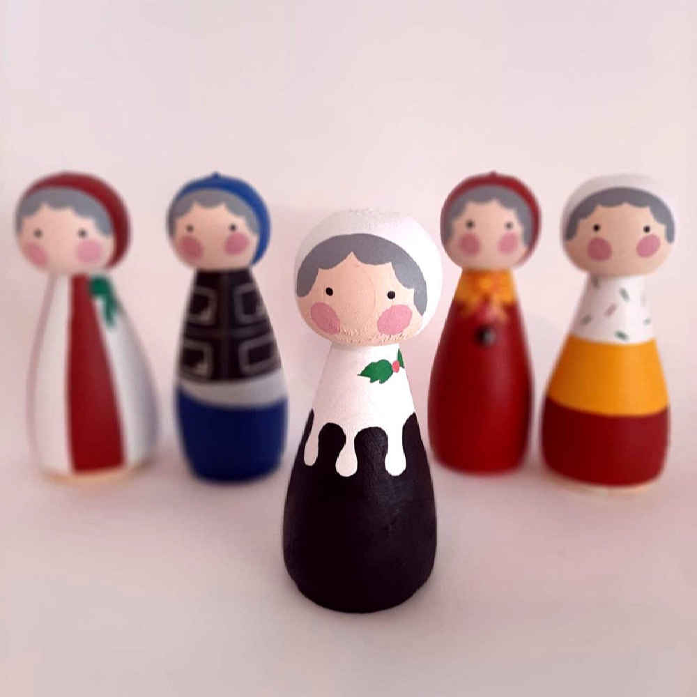Price and Buy Handmade Wooden Peg Dolls – Grandmas | Custom Wooden Figurines - Image 3