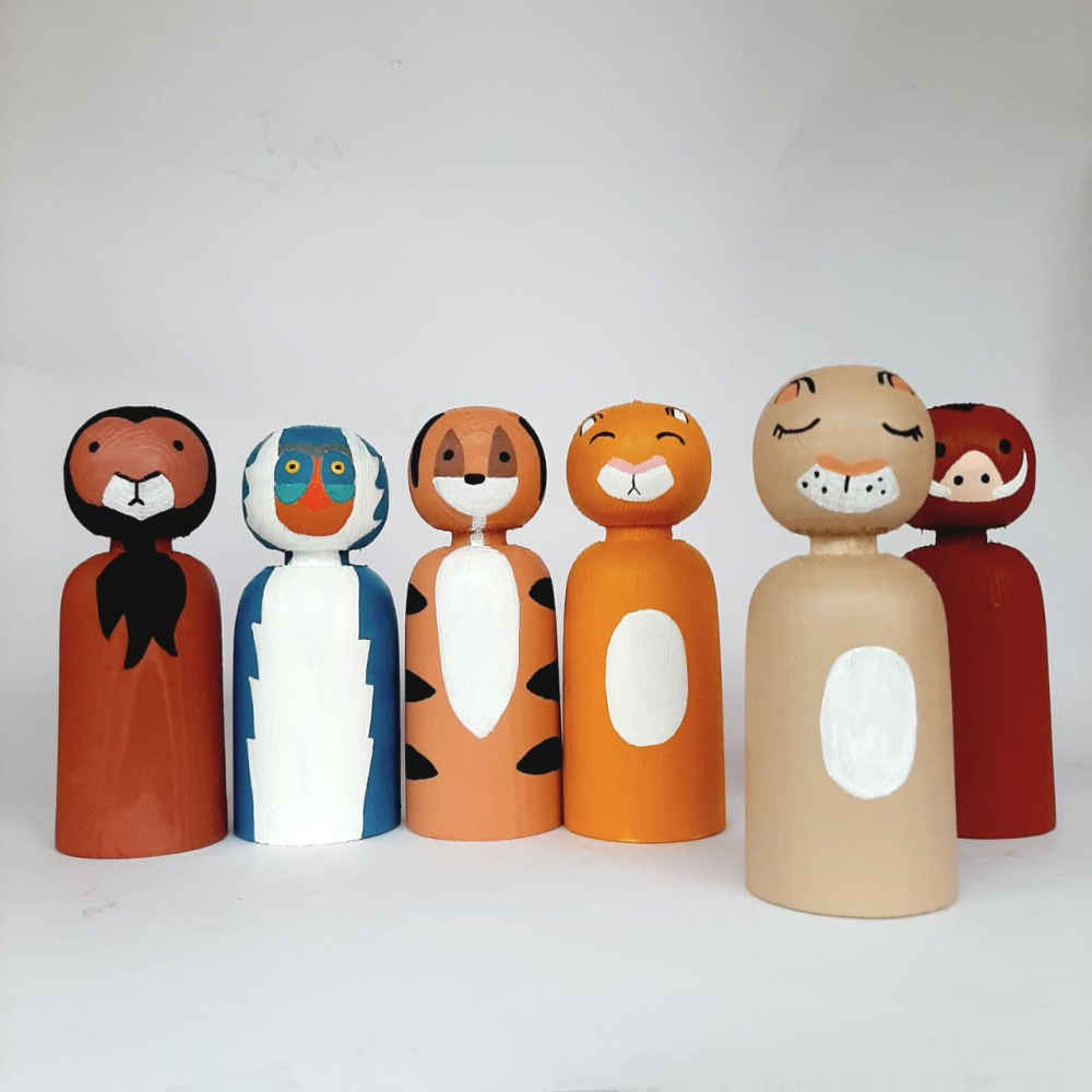 Price and Buy Handmade Wooden Peg Dolls – Jungle Animals | Artisan Wooden Toys - Image 3