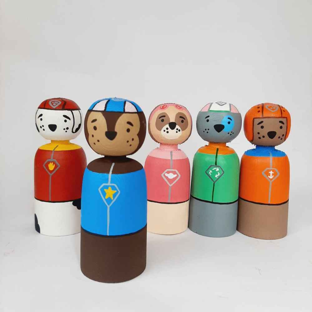 Price and Buy Handmade Wooden Peg Dolls – Paw Patrol | Custom Wooden Action Figures - Image 3