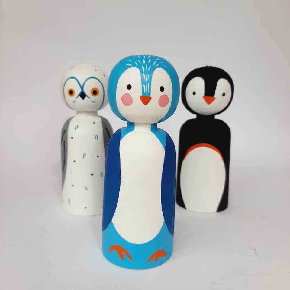 Price and Buy Handmade Wooden Peg Dolls – Penguins | Charming Arctic Animal Figures - Image 3