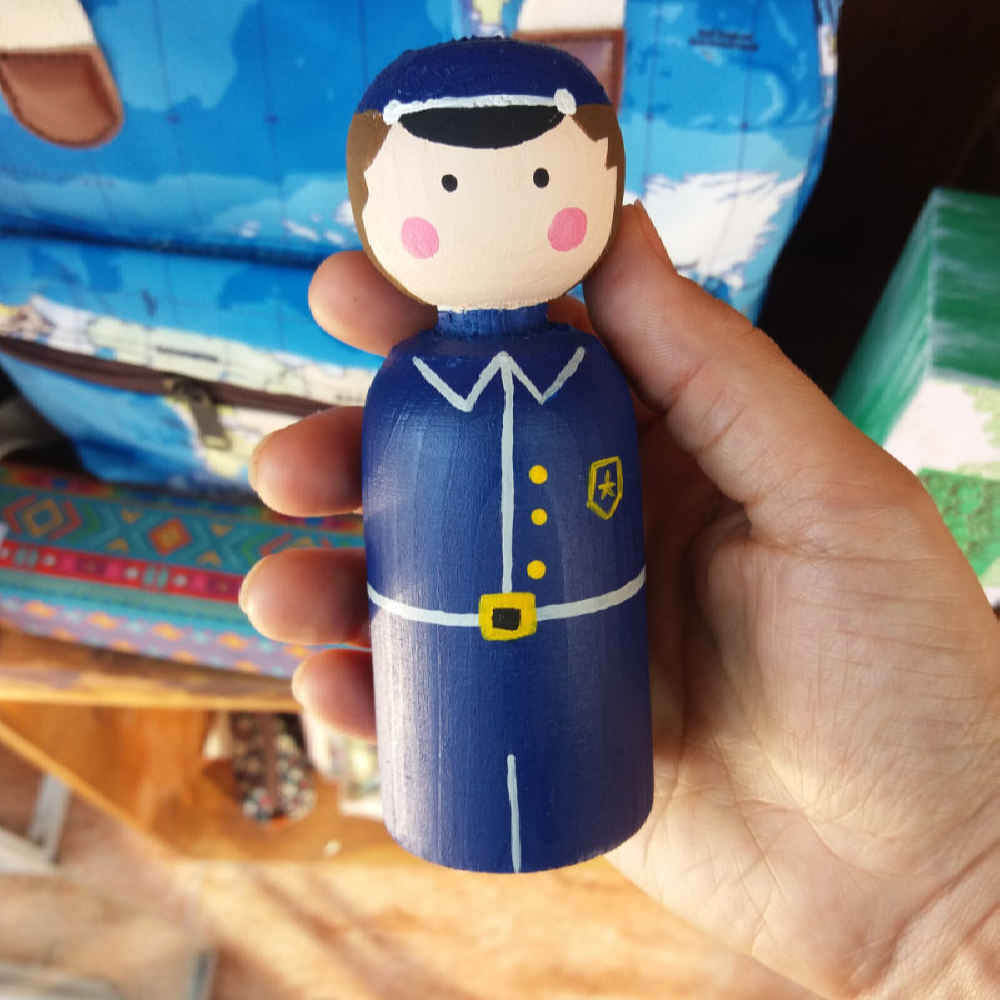 Price and Buy Handmade Wooden Peg Dolls – Police & Thief | Adventure-Themed Wooden Toys - Image 3
