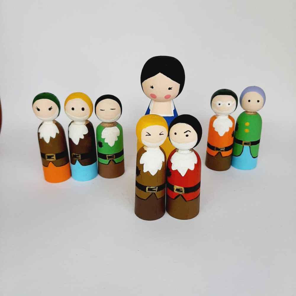 Price and Buy Handmade Wooden Peg Dolls – Snow White | Fairy Tale Wooden Toys - Image 3