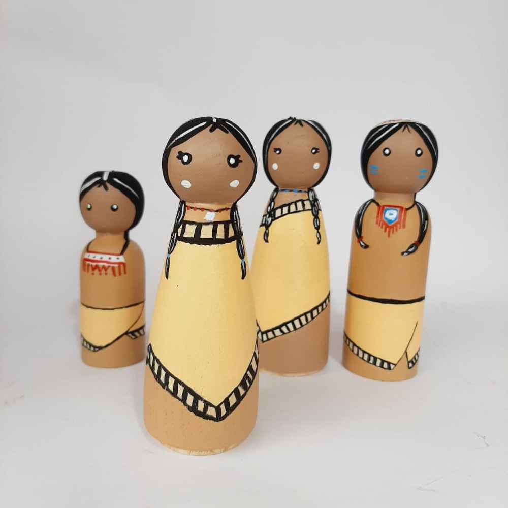 Price and Buy Handmade Wooden Peg Dolls – Sorkh Poost Girls | Traditional Wooden Toys - Image 3