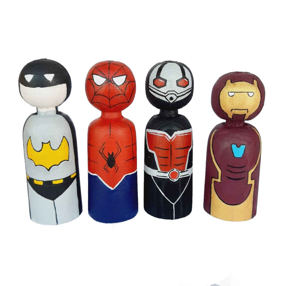 Price and Buy Handmade Wooden Peg Dolls – Super Heroes 02 | Unique Wooden Figures