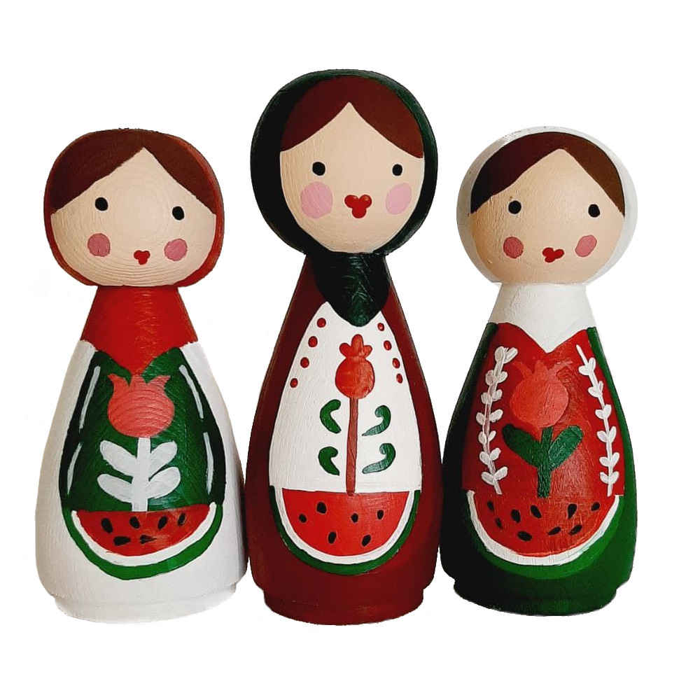 Price and Buy Handmade Wooden Peg Dolls – Yalda Celebration | Artisan Wooden Characters